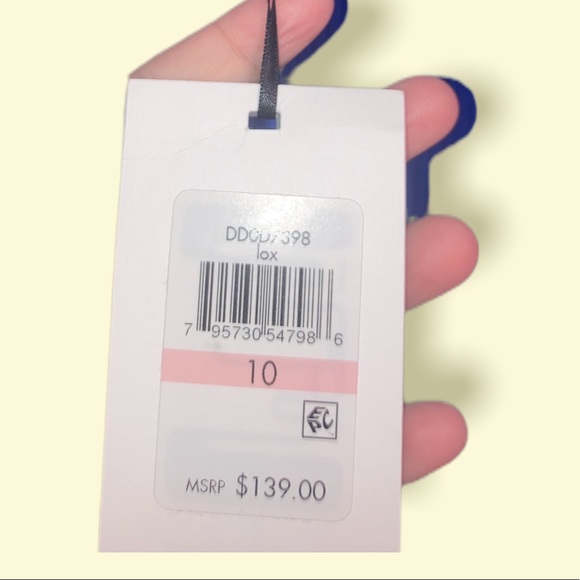 DKNY Blue Pleated Chiffon V-Neck Midi Shift Dress in a size 10 NWT - Picture 6 of 7